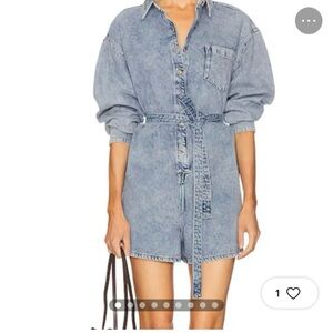 Good American Light Wash Denim Romper